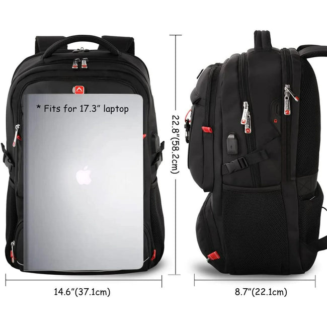 17 Inch Travel Laptop Backpack for Men Women, Aokur Extra Larger 50L Business Backpack with USB Charging Port, Carry on College School Anti Theft Computer Schoolbag Waterproof, Black