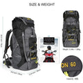 NACATIN Hiking Backpack with Bag Cover 60L Foldable and Lightweight for Men Women, Water-Resistant, Black