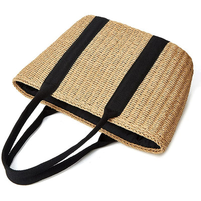 Women Straw Bags Summer Beach Large Tote Bag Handmade Woven Shoulder Crossbody Handbag