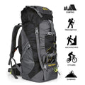 NACATIN Hiking Backpack with Bag Cover 60L Foldable and Lightweight for Men Women, Water-Resistant, Black