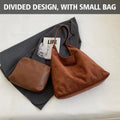Gocvo Retro Faux Suede Bags for Women Suede Tote Bag with Purse Slouchy Bag Hobo Handbag Crescent Satchels Shoulder Bag|Coffee