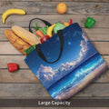 Lukts Starry Night Ocean View Print Tote Bags for Women, Large Capacity Bag Reusable Grocery Shoulder Bag with Inner Pockets