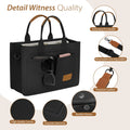 Canvas Tote Bag with Multi-Pocket for Women, Large Crossbody Shoulder Handbag Everything Tote Bag with Compartments, Laptop Work Bags Shoulder Travel Messenger Gym Totes, Black