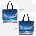 Lukts Starry Night Ocean View Print Tote Bags for Women, Large Capacity Bag Reusable Grocery Shoulder Bag with Inner Pockets