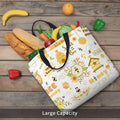 Lukts Farm Bee Cute Honey Print Tote Bags for Women, Large Capacity Bag Reusable Grocery Shoulder Bag with Inner Pockets