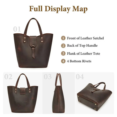 S-ZONE Women Satchel Bags Genuine Leather Top-Handle Crossbody Handbags Purses