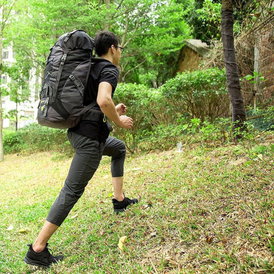 NACATIN Hiking Backpack with Bag Cover 60L Foldable and Lightweight for Men Women, Water-Resistant, Black