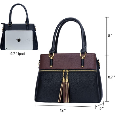 Women Satchel Bags with Handle Shoulder Handbags and Purses Featuring Pockets Zipper Leather Crossbody Bags