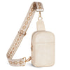 MoKo Leather Crossbody Sling Bag for Women Men, Small Trendy Crossbody Handbags Shoulder Bag for Travel Walking, Festivals Gifts, Beige