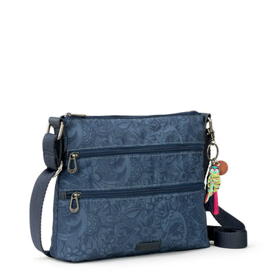 Sakroots Basic Crossbody Bag - Women's Handbag & Purse With Four Zipper Pockets & Adjustable Strap - "Indigo Spirit Desert"