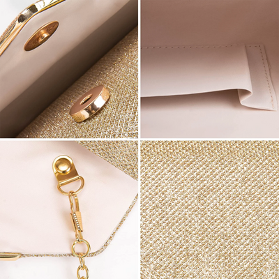 Evening Clutch Purses, Sparkling Envelope Evening Bag with Detachable Chain, Clutch Purses For for Prom Party Wedding Engagement, Gold