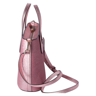 Kate Spade Glitter Glimmer Small Zip Satchel Crossbody Bag Mitten Pink Holiday