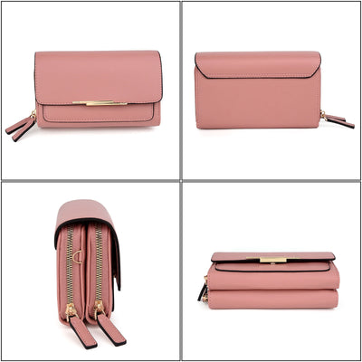 UTO Crossbody Bags for Women Small PU Leather Cellphone Bags Ladies Clutch Shoulder Handbags Wallet Purse(Pink)
