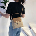 Straw Weave Women Bucket Handbags Summer Beach Shoulder Bags (Light Brown)