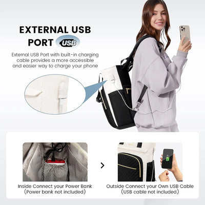 Lovevook Laptop Backpack 15.6",3 in 1 Design Wide Top Open Women Backpack Purses,Women Teacher Nurse Work Business Tote Bag,College Travel Computer Bag with USB Port