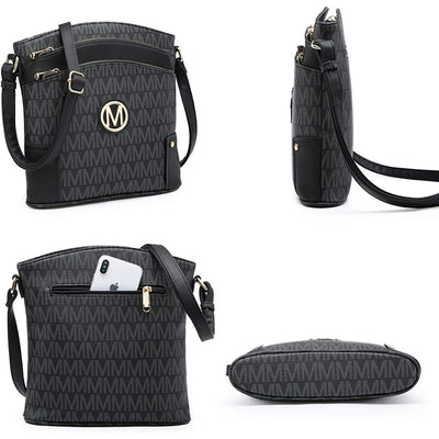 MKP Large Crossbody Bags for Women Monogram Triple Zip Pocket Cross Body Purses and Handbags