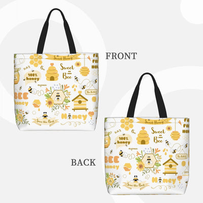 Lukts Farm Bee Cute Honey Print Tote Bags for Women, Large Capacity Bag Reusable Grocery Shoulder Bag with Inner Pockets