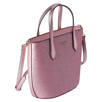 Kate Spade Glitter Glimmer Small Zip Satchel Crossbody Bag Mitten Pink Holiday
