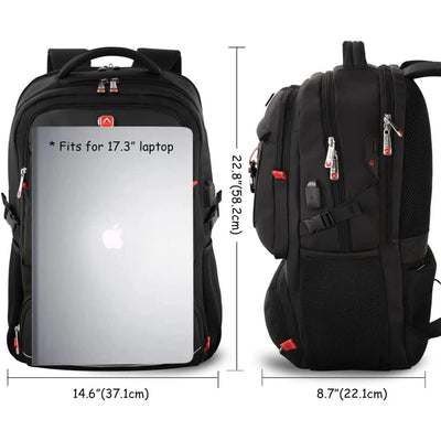 17 Inch Travel Laptop Backpack for Men Women, Aokur Extra Larger 50L Business Backpack with USB Charging Port, Carry on College School Anti Theft Computer Schoolbag Waterproof, Black