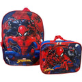 Ruz Age 4+ Boy's 16" Spiderman School Backpack with Removable Matching Lunch Box Set, Blue and Red