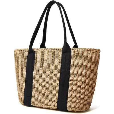 Women Straw Bags Summer Beach Large Tote Bag Handmade Woven Shoulder Crossbody Handbag