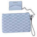 Michael Kors Jet Set Travel Large 2 In 1 Card Case and Wristlet Clutch MK Signature (Pale Blue)