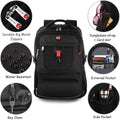 17 Inch Travel Laptop Backpack for Men Women, Aokur Extra Larger 50L Business Backpack with USB Charging Port, Carry on College School Anti Theft Computer Schoolbag Waterproof, Black