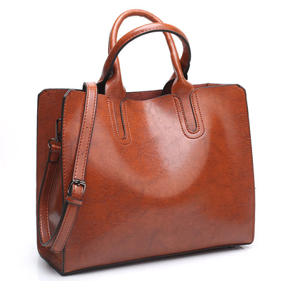 Handbag for Women, GMYLE Crazy Horse Pattern PU Leather Shoulder Crossbody Tote Bucket Bag Fashion Large Capacity, Gift for Mother Wife Girlfriend (Light Brown)