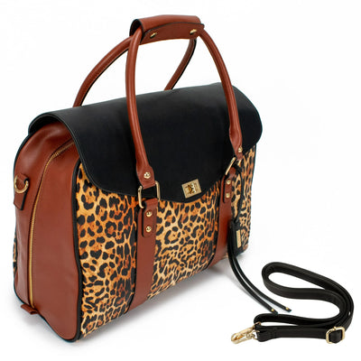BADGLEY MISCHKA Leopard Travel Tote Weekender Bag