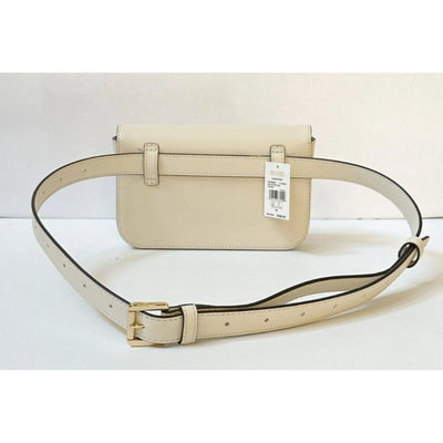 MICHAEL KORS SLOAN EDITOR SMALL FLAP BELT BAG CROSSBODY FANNY PACK CLUTCH CREAM