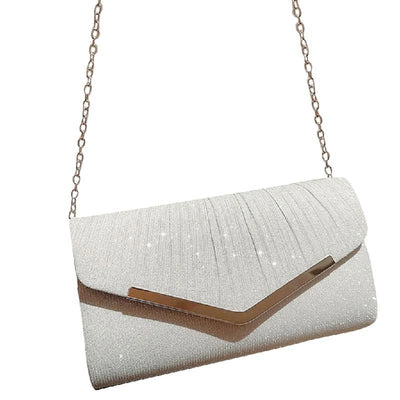 Apooke Glitter Purse Lady Wedding Clutches Handbag Female Shoulder Crossbody Bags with Detachable Chain Sparkling Envelope Bag