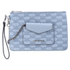 Michael Kors Jet Set Travel Large 2 In 1 Card Case and Wristlet Clutch MK Signature (Pale Blue)