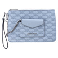 Michael Kors Jet Set Travel Large 2 In 1 Card Case and Wristlet Clutch MK Signature (Pale Blue)