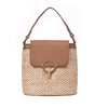 Straw Weave Women Bucket Handbags Summer Beach Shoulder Bags (Light Brown)