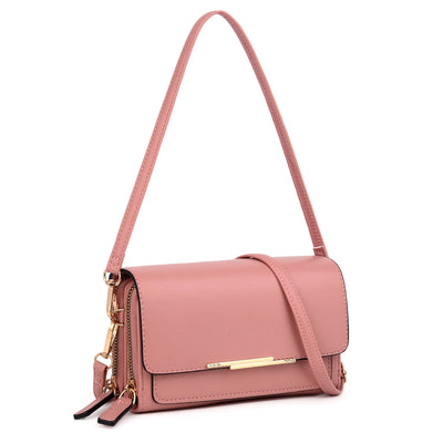 UTO Crossbody Bags for Women Small PU Leather Cellphone Bags Ladies Clutch Shoulder Handbags Wallet Purse(Pink)