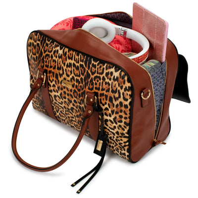 BADGLEY MISCHKA Leopard Travel Tote Weekender Bag