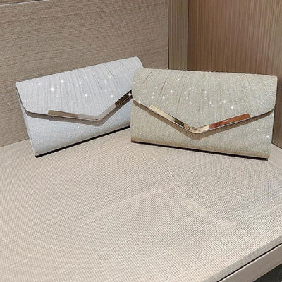 Apooke Glitter Purse Lady Wedding Clutches Handbag Female Shoulder Crossbody Bags with Detachable Chain Sparkling Envelope Bag