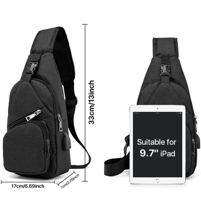 Suptree Shoulder Crossbody Sling Bag for Women Men - Sling Backpack Purse With Usb Charging Port for Adults
