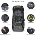 NACATIN Hiking Backpack with Bag Cover 60L Foldable and Lightweight for Men Women, Water-Resistant, Black