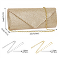 Evening Clutch Purses, Sparkling Envelope Evening Bag with Detachable Chain, Clutch Purses For for Prom Party Wedding Engagement, Gold