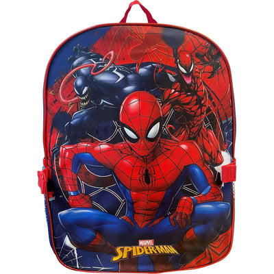 Ruz Age 4+ Boy's 16" Spiderman School Backpack with Removable Matching Lunch Box Set, Blue and Red