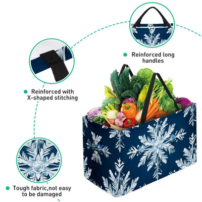 Snowflake Collapsible Oxford Cloth Storage Bins Toy Basket Tote Bag - Reusable Foldable Large Capacity Bucket
