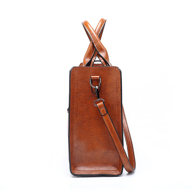 Handbag for Women, GMYLE Crazy Horse Pattern PU Leather Shoulder Crossbody Tote Bucket Bag Fashion Large Capacity, Gift for Mother Wife Girlfriend (Light Brown)