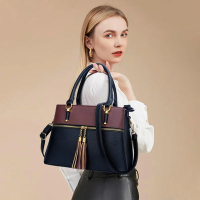 Women Satchel Bags with Handle Shoulder Handbags and Purses Featuring Pockets Zipper Leather Crossbody Bags