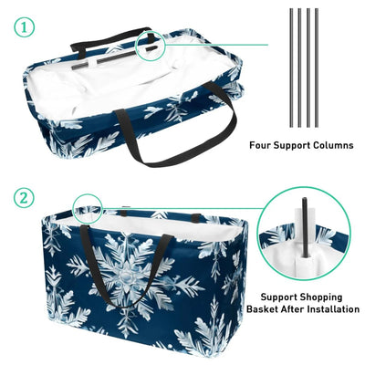 Snowflake Collapsible Oxford Cloth Storage Bins Toy Basket Tote Bag - Reusable Foldable Large Capacity Bucket